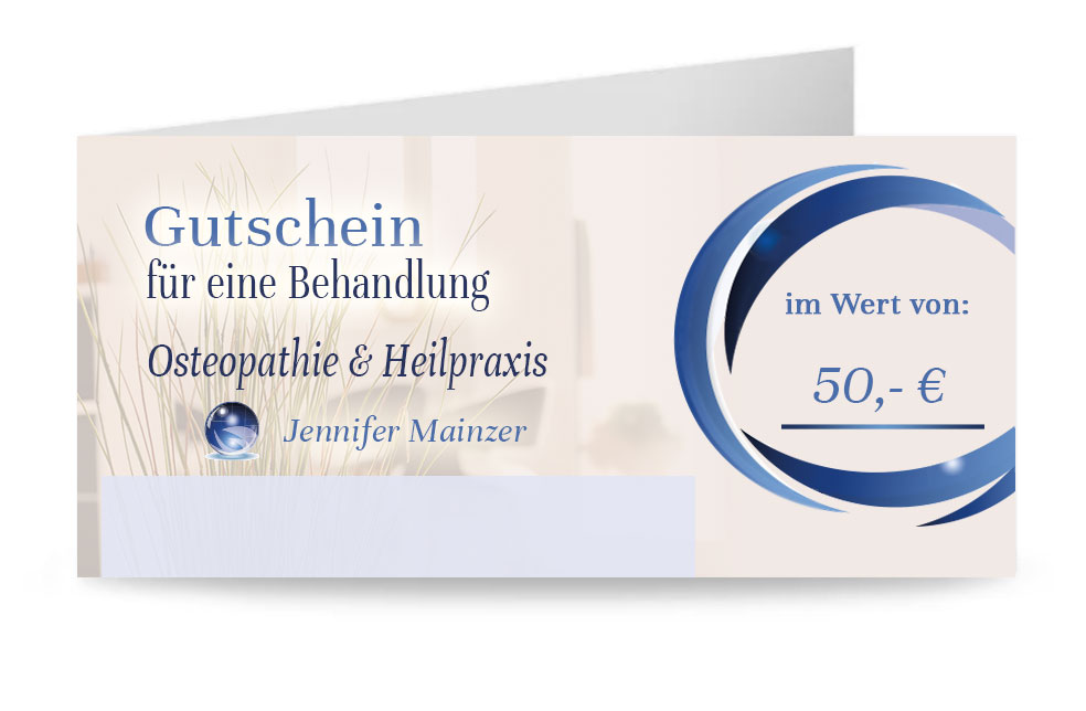 Osteopathie Gutschein für eine Behandlung zum Verschenken